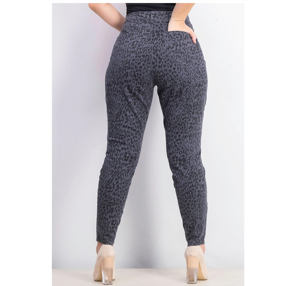 New Directions Leopard Print Gray Curvy Skinny Jean sz 24W - Picture 2 of 16